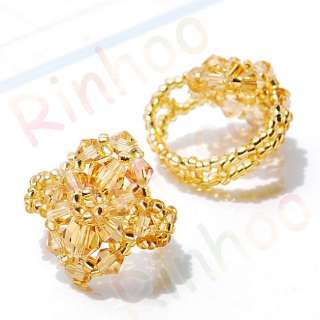 Free yellow rings #6 9 crystal glass beads 10pcs  