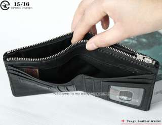   Tough Punk Genuine Leather Black multifunctional Wallet purse 2068 NWT