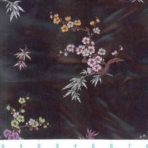   Oriental Brocade Cherry Blossom Pink/Black Fabric By The Yard Arts
