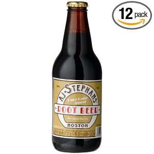 AJ Stephans ROOT BEER WITH CANE SUGAR FROM BOSTON, 12 Ounce Glass 