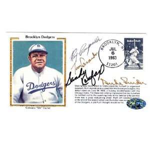  Dodgers Greats Autographed First Day Cover Koufax, Lasorda 