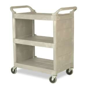 Rubbermaid Polyethylene Service Cart with End Panels, 3 Shelves 