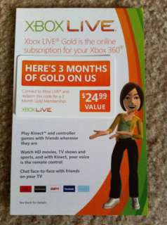 XBOX LIVE 3 MONTH GOLD MEMBERSHIP CARD   