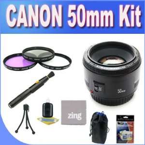 Canon EF 50mm f/1.8 II Camera Lens + 3 Piece Filter Kit w/Case + Lens 