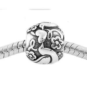   Silver Authentic Zable Lovebirds Two Turtle Doves Bead Charm Jewelry