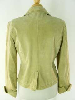 womens leather jacket light green Live a Little M suede  