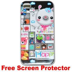 Cute Cartoon Case Bear Hard Case Cover for Iphone 4g   C + Free Screen 