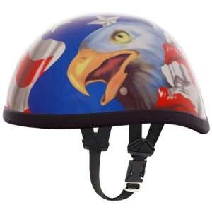   Eagle American Flag Skull Cap Novelty Motorcycle Half Helmet [Small