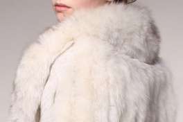 VINTAGE FOX FUR COAT Jacket Vtg 70s Arctic White Leather Mod Coyote 