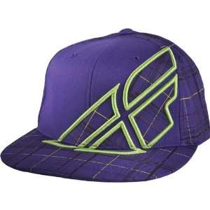 Fly Racing Plaid F Wing Mens Flexfit Sports Wear Hat   Purple / Small 