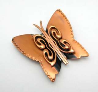 RENOIR Copper Butterfly Brooch Pin Earrings Set LARGE Fancy Demi 