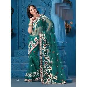  Designer Bollywood Style Net Fabric Party Wear Saree with 
