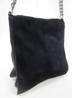 AUTH PRADA Black Pony Skin Leather Shoulder Handbag  