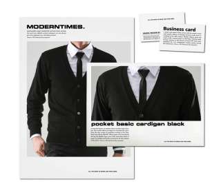 NWT Mens V Neck Cardigan Knit Sweater Pocket Basic Black Size 3XL #CC2 
