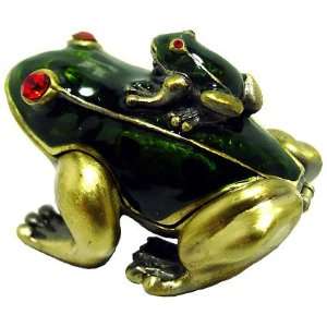  Mother Frog With A Baby On Her Back Enameled Bejeweled 