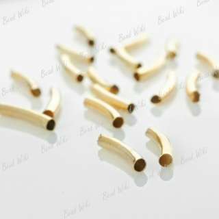 95 Gold Plated Curved Tube Charm Spacer Metal Bead MB21  