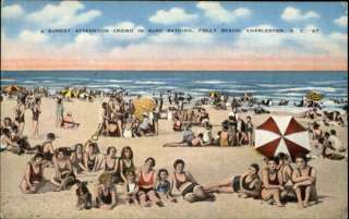 Folly Beach Charleston SC Bathing Scene Postcard  