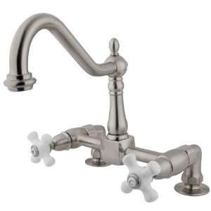   Brass PKS1148PX 8 inch center spread deck mount bridge kitchen faucet
