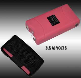 Pink Stun Gun   3.5 Million Volt Rechargeable w/ Flashlight & Holster