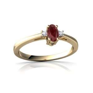  14K Yellow Gold Oval Genuine Ruby Ring Size 4 Jewelry