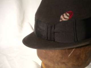Vintage Wormser welted edge Fedora Hat, Deep Brown  