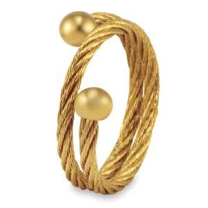  Stainless Steel Gold Tone Twisted Cable Ring   Size 6.0 