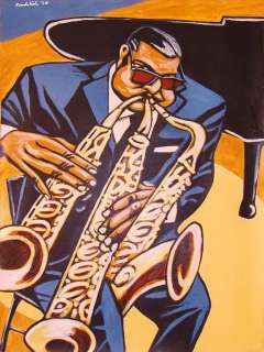   PAINTING jazz saxophone blacknuss cd volunteered slavery sax  