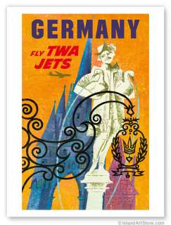 Vintage Travel Poster Germany TWA Airlines David Klein   