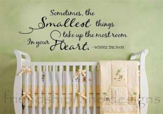   SMALLEST THINGS vinyl wall quote/decal/words BABY & NURSERY  