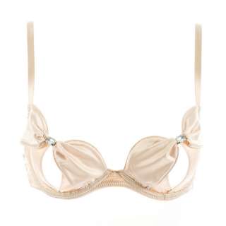 NWT Q005A Insinuate Hollywood Satin Peep Bra Beige 32D / 70D  