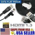 New Cat.6 Flat Patch Cable Black 35ft Network Ethernet