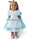 Alice in Wonderland Dress fits 18 American Girl doll