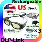 3X SainSonic DLP Link 3D Active Glasses for Optoma Acer SONY Samsung 