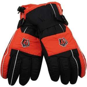  NFL Reebok Cincinnati Bengals Black Orange Color Block Nylon Gloves 