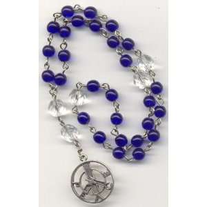  Christian Peace Rosary   Cobalt and Fire Polished Crystal 
