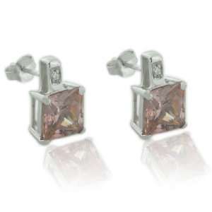   CZ Stud Earrings With Small Clear CZ Adornment CleverEve Jewelry