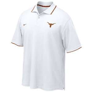  Nike Texas Longhorns White Cotton Pique Polo Shirt Sports 