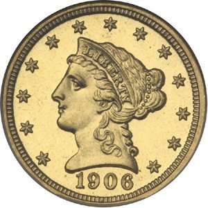  1906 Liberty 2 1/2 Dollar Coin MS 67 