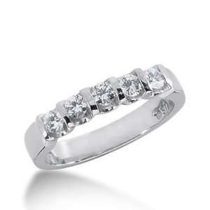 14k Gold Diamond Anniversary Wedding Ring 5 Round Brilliant Diamonds 0 