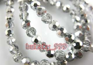   SHIPPING 98pcs Faceted Glass Crystal Round Beads 3mm G338 Half Silver