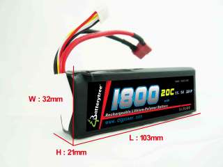   DLGPOWER HIGH DISCHARGE RC Battery 20C 40C 1800mAh 11.1V 3S Li Po LIPO