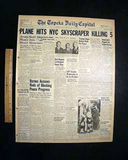   Army Airplane Crash hits 40 WALL STREET New York City 1946 Newspaper