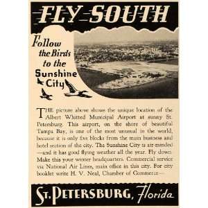 1938 Ad Albert Whitted Airport St. Petersburg Tampa Bay   Original 
