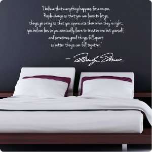 WHITE Marilyn Monroe Wall Decal Decor Quote I Believe things happen 