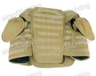 Airsoft Tactical MOLLE Tortoise shell Vest with Shoulder Pads TAN 