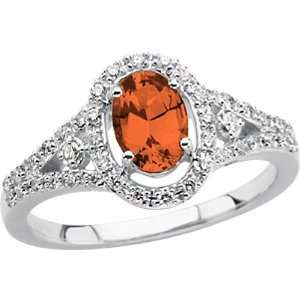  14K White Gold Fire Opal and Diamond Ring Jewelry