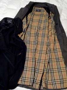   Check Lined Double Breasted Rain Trench Coat w/ Liner 46L L  