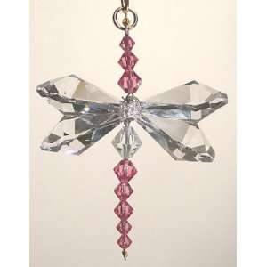  Swarovski Crystal Dragonfly Ornament   Clear and Rose 