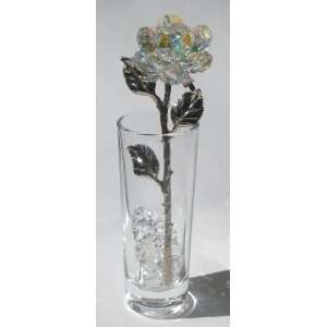  AB Crystal Rose Made with Swarovski Crystal in Vase 
