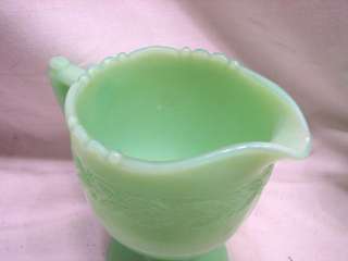 sugar and creamer set from McKee in jadeite green glass in the Laurel 
